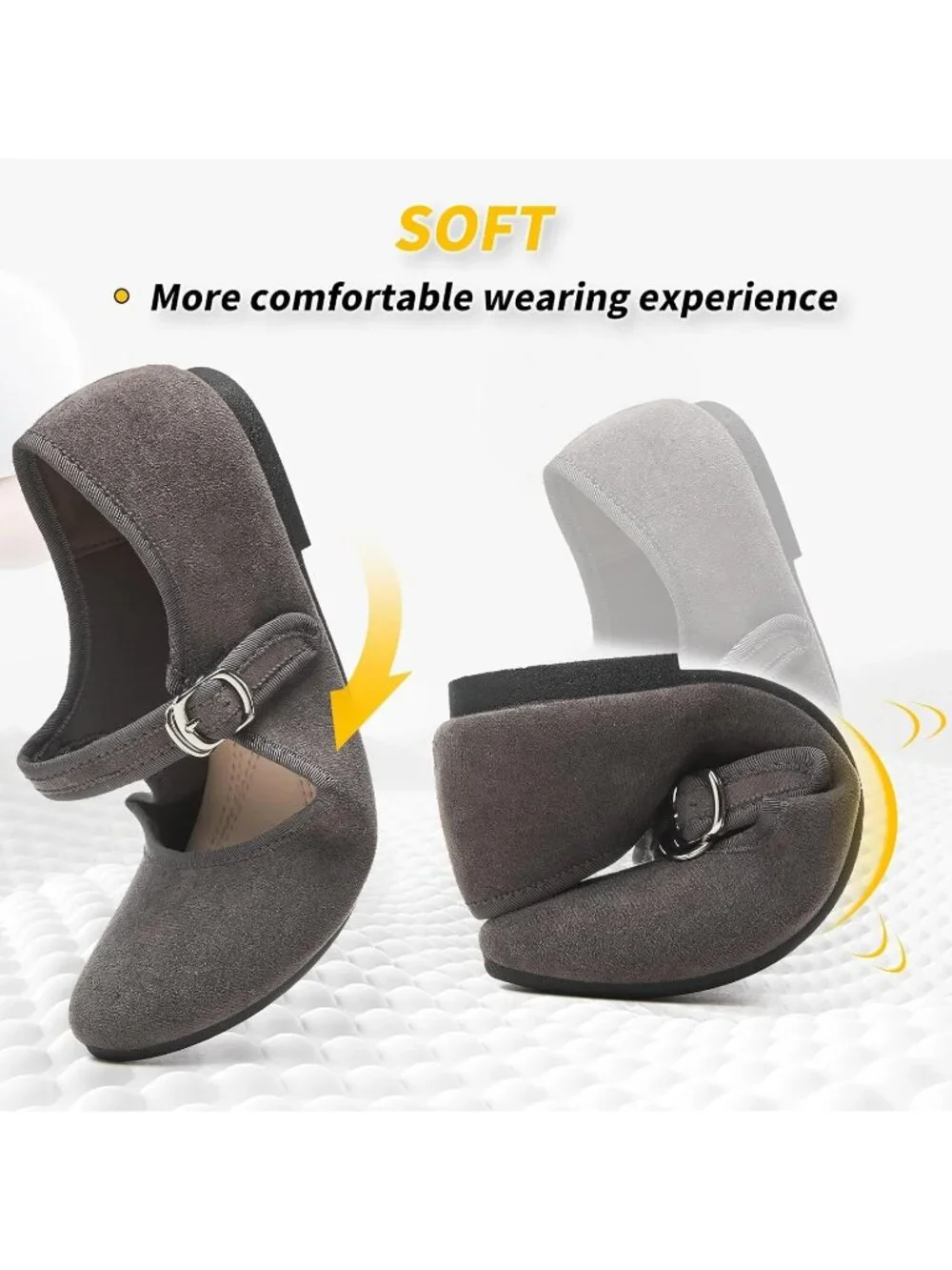 Women's Brown Mary Jane with Strap Faux Suede Black Flats Shoes Comfortable